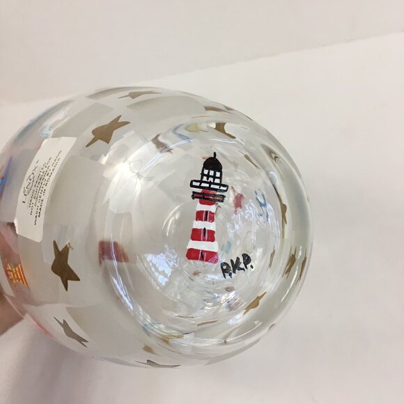 VTG Lenox Lighthouse Splendor Glass Vase Nautical Hand Painted Signed PKP - Picture 4 of 8